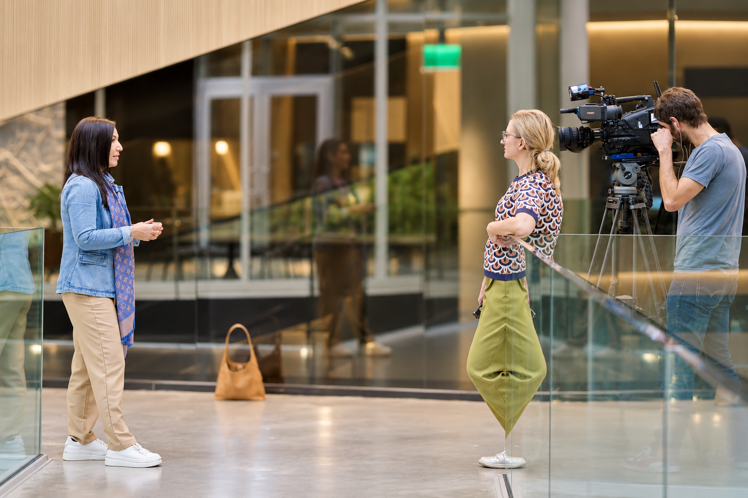 Candid Lobby Interview Filming