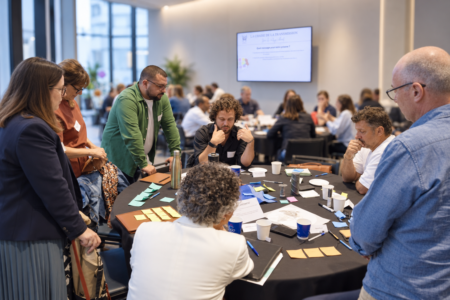 Collaborative Workshop Around a Note-Filled Table