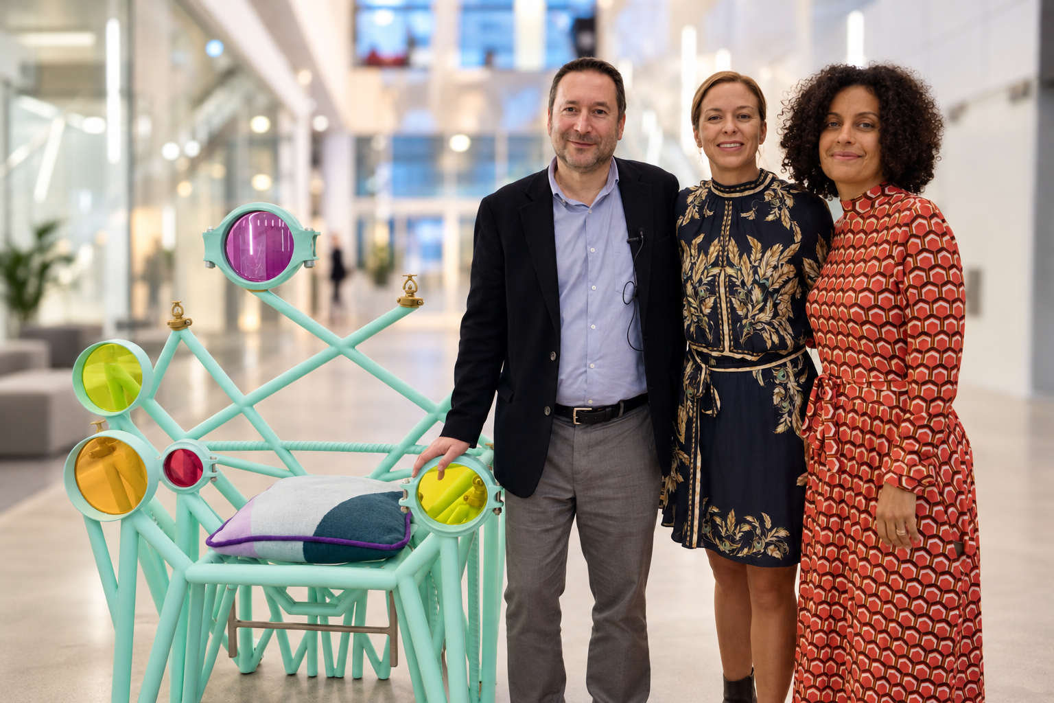 Modern Lobby Portrait with Sculptural Chair
