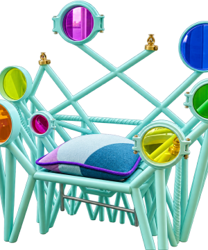 Sculptural Mint Glass-Disc Chair